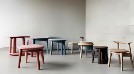 a group of stools in different colors - Generative AI