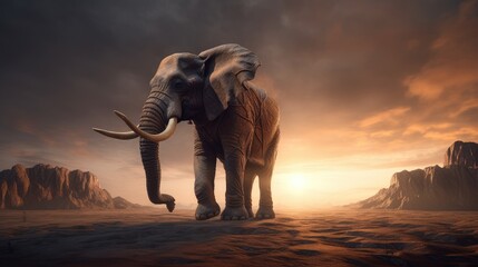 Last elephant. Created with Generative AI.