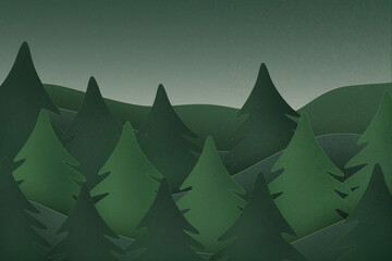 Fototapeta premium landscape of green pine forest card effect background