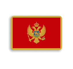 Montenegro flag - flat vector rectangle with rounded corners and dropped shadow.