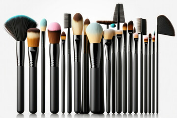 assortment of makeup brushes. professional set. generative AI