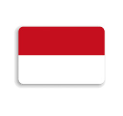 Monaco flag - flat vector rectangle with rounded corners and dropped shadow.