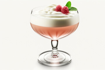 Clover Club drink in glass cup on white background. Generative AI.