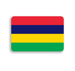 Mauritius flag - flat vector rectangle with rounded corners and dropped shadow.