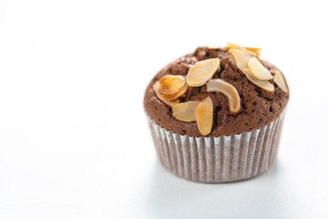 chocolate muffin isolated on white