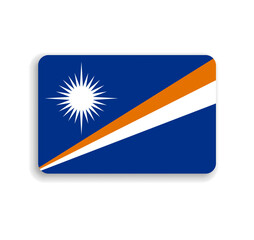 Marshall Islands flag - flat vector rectangle with rounded corners and dropped shadow.