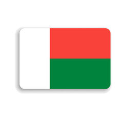 Fototapeta premium Madagascar flag - flat vector rectangle with rounded corners and dropped shadow.