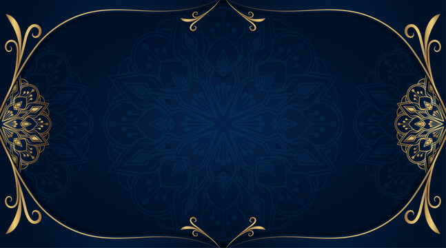 Blue background with golden mandala ornament