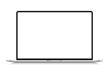 Isolated laptop mockup without background with blank screen. Stock royalty free illustration.