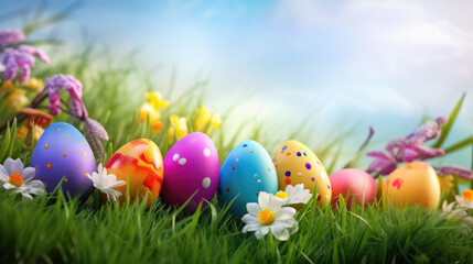 Fototapeta na wymiar Happy Easter Cute background. Illustration AI Generative.