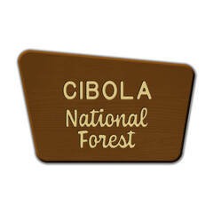 Cibola National Forest wood sign illustration on transparent background