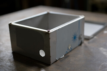 Work scene welding parts to each other