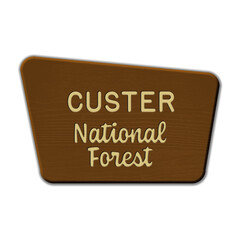 Custer National Forest wood sign illustration on transparent background