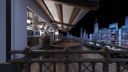 夜景が見えるリビングダイニング