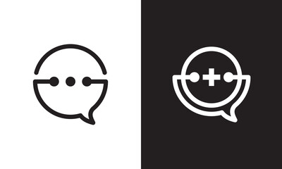 stethoscope and chat logo. creative healthcare icon vector design.