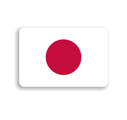 Japan flag - flat vector rectangle with rounded corners and dropped shadow.