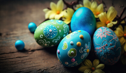 Fototapeta na wymiar Easter eggs, selective focus. Spring holiday concept