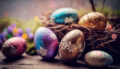 Obraz premium easter eggs in a basket
