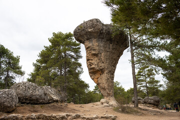 Calcareous rock formation El Tormo Alto, differential erosion, in the natural setting of the Ciudad...