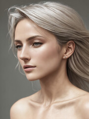 Fototapeta premium A beautiful woman portrait, studio shoot. Generative AI.