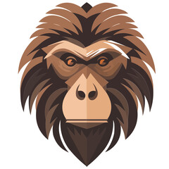 Baboon monkey brown face vector