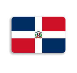 Dominican Republic flag - flat vector rectangle with rounded corners and dropped shadow.