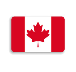 Canada flag - flat vector rectangle with rounded corners and dropped shadow.