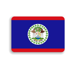 Belize flag - flat vector rectangle with rounded corners and dropped shadow.