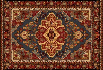 Traditional Turkish Persian carpet rug texture design. Generative ai illustration. - 584055833