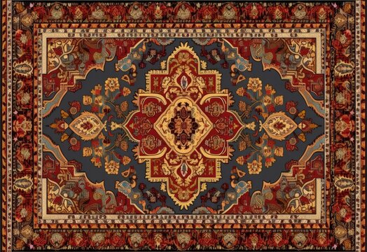 Traditional Turkish Persian carpet rug texture design. Generative ai illustration.