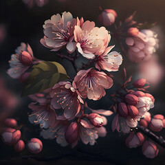 Beautiful cherry blossom sakura in dark background