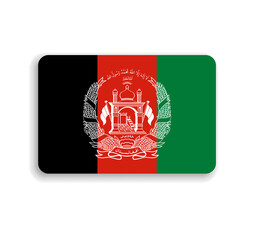 Afghanistan flag - flat vector rectangle with rounded corners and dropped shadow.