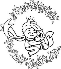 child with flowers and coloring book