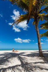 Woman in Progreso beach in Mexico