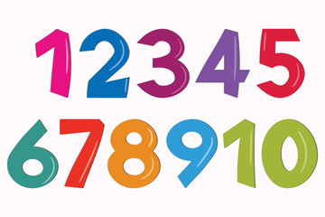 Set of colorful numbers. Vector illustration. Template elements for greeting card, web design. Mathematics educational children game