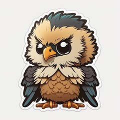 Cute baby eagle sticker looks angry. Generative ai