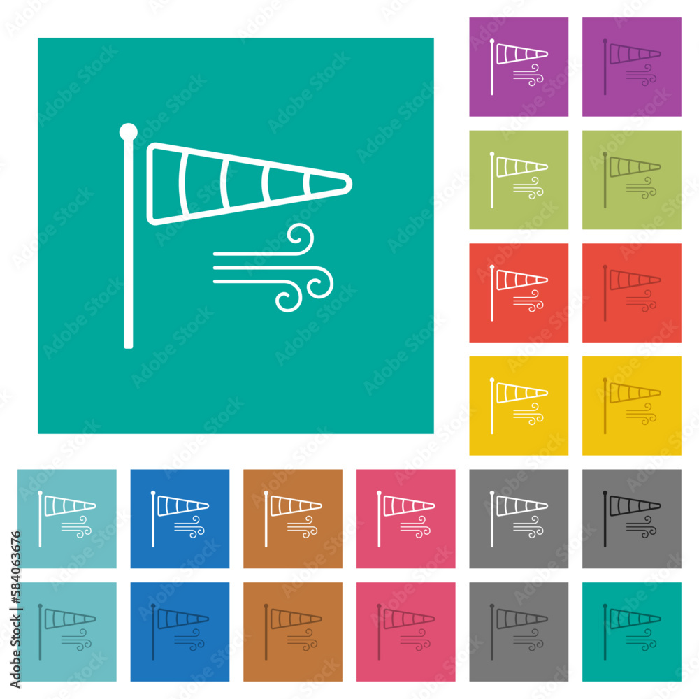 Aufkleber windsock indicator with wind outline square flat multi colored icons