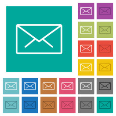 Envelope outline square flat multi colored icons