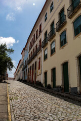 Fototapeta na wymiar Facades of colonial buildings, in the historic center of São Luis, Maranhão, Brasil