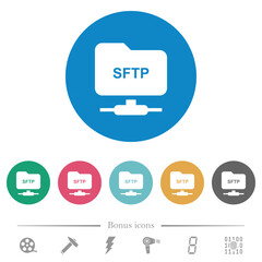 FTP over SSH flat round icons