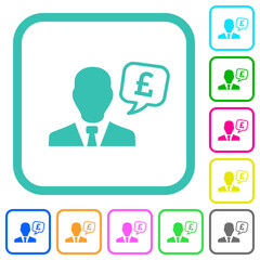 English Pound financial advisor vivid colored flat icons