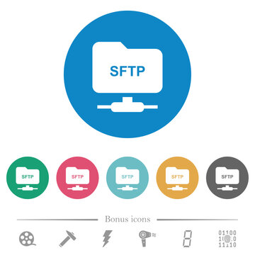 FTP over SSH flat round icons