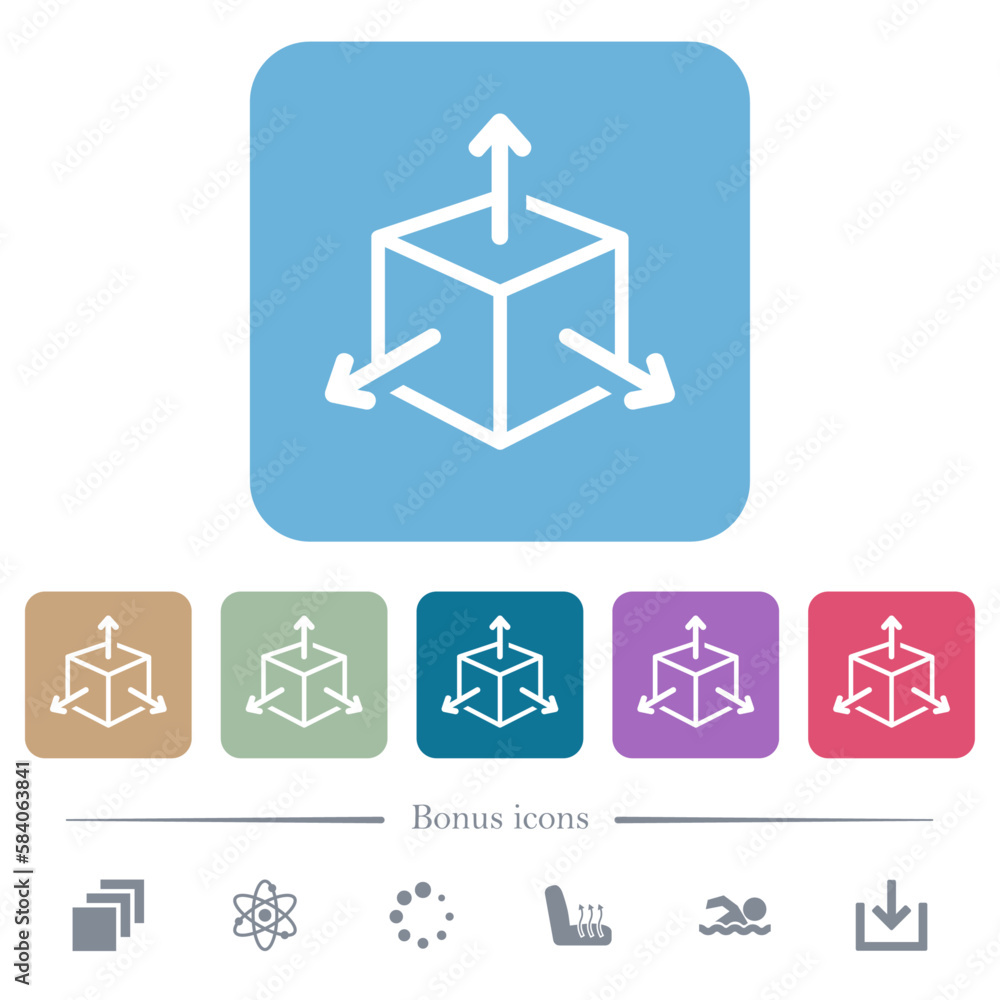 Poster scalability flat icons on color rounded square backgrounds