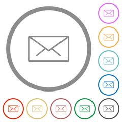 Envelope outline flat icons with outlines