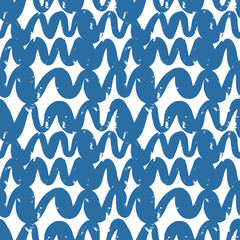 Blue waves, hand drawn pattern illustration