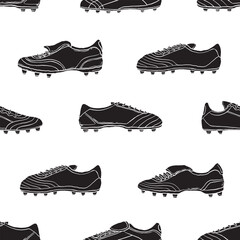 Retro Football boots doodle seamless pattern. Cartoon illustration vector illustration background. For print, textile, web, home decor, fashion, surface, graphic design