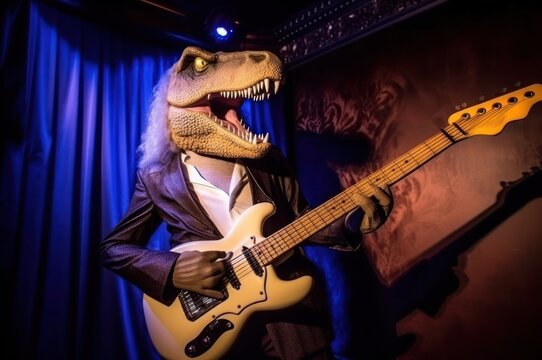 Dinosaur Rock And Roll Performer Portrait Generative AI
