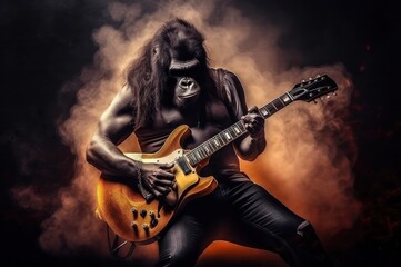 Fototapeta na wymiar Gorilla Rock Star Performer Generative AI