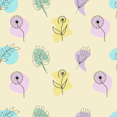 seamless background with flowers, pattern, flower, leaves
