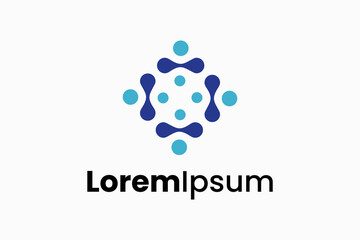 blue molecule community center logo vector sign